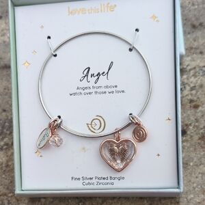 Silver and Rose Gold Angel Charm Bracelet
